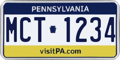 PA license plate MCT1234