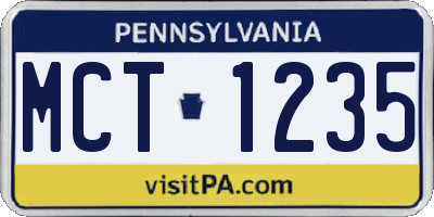 PA license plate MCT1235