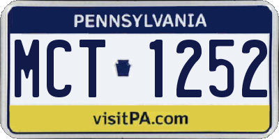 PA license plate MCT1252
