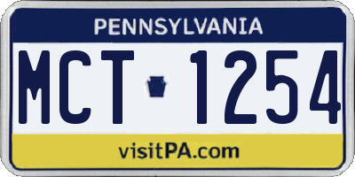 PA license plate MCT1254
