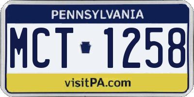 PA license plate MCT1258