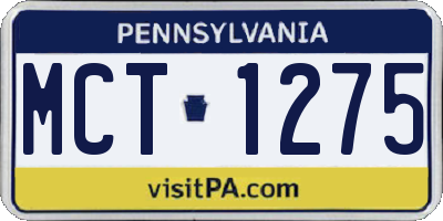 PA license plate MCT1275