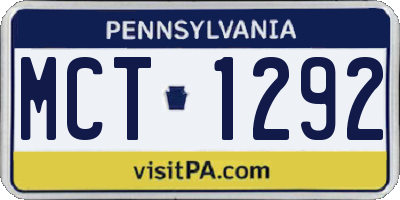 PA license plate MCT1292