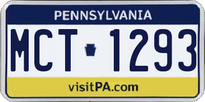 PA license plate MCT1293