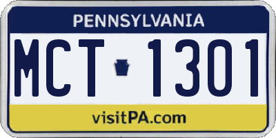 PA license plate MCT1301