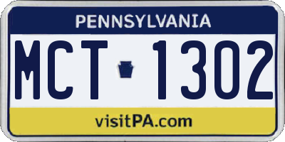 PA license plate MCT1302