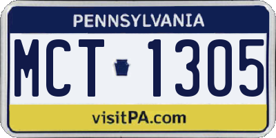 PA license plate MCT1305