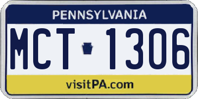 PA license plate MCT1306