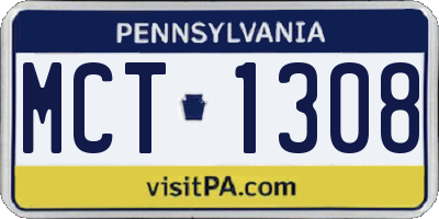 PA license plate MCT1308