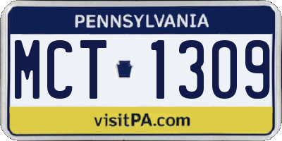 PA license plate MCT1309