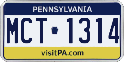PA license plate MCT1314