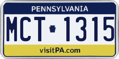 PA license plate MCT1315