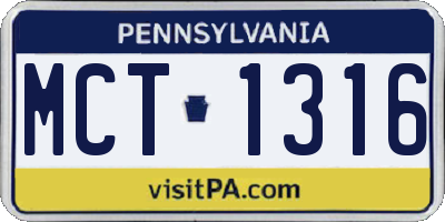 PA license plate MCT1316
