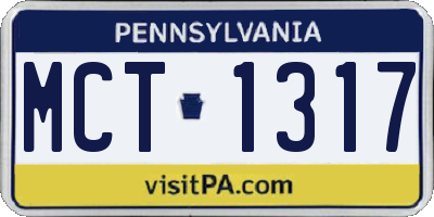 PA license plate MCT1317