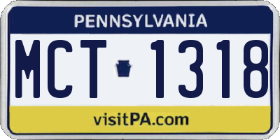 PA license plate MCT1318