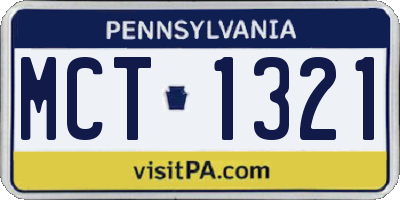 PA license plate MCT1321