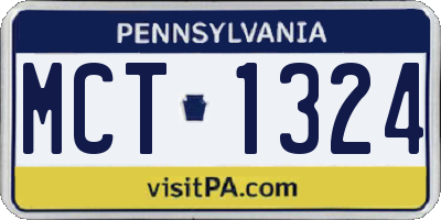 PA license plate MCT1324