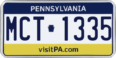 PA license plate MCT1335