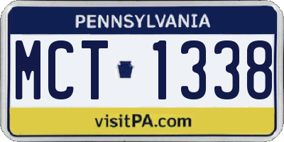 PA license plate MCT1338