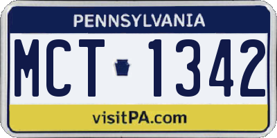 PA license plate MCT1342