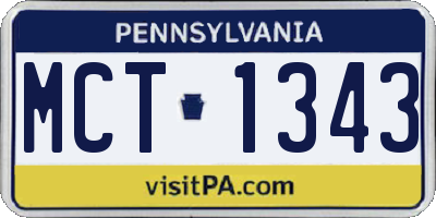 PA license plate MCT1343