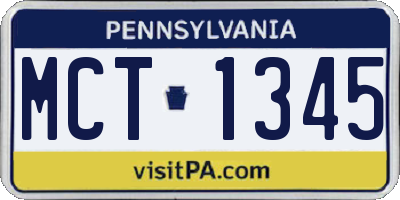 PA license plate MCT1345