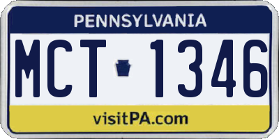 PA license plate MCT1346