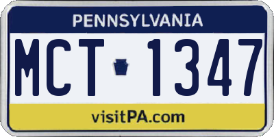 PA license plate MCT1347