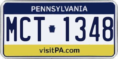 PA license plate MCT1348