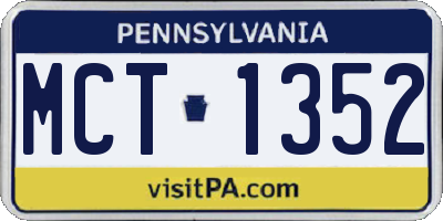 PA license plate MCT1352