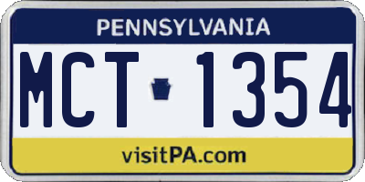 PA license plate MCT1354