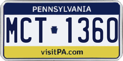 PA license plate MCT1360