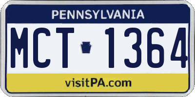 PA license plate MCT1364