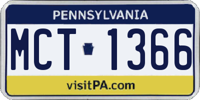 PA license plate MCT1366