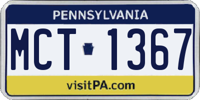PA license plate MCT1367
