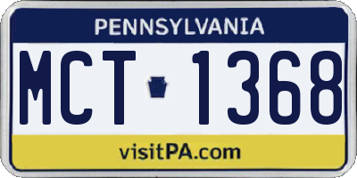 PA license plate MCT1368