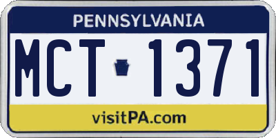 PA license plate MCT1371
