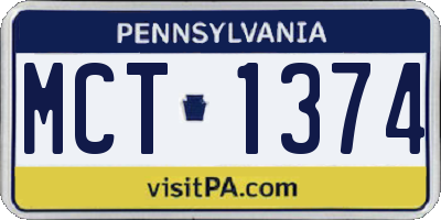 PA license plate MCT1374