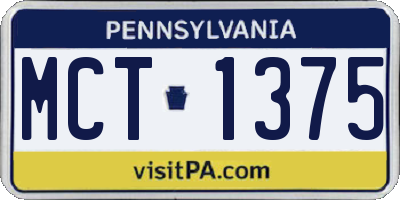 PA license plate MCT1375