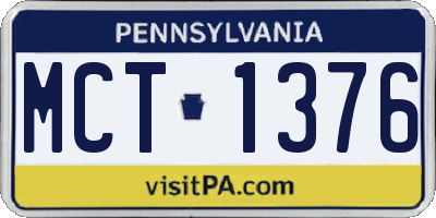 PA license plate MCT1376