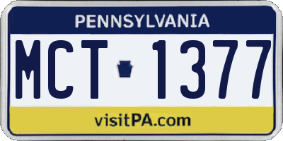PA license plate MCT1377