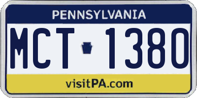 PA license plate MCT1380