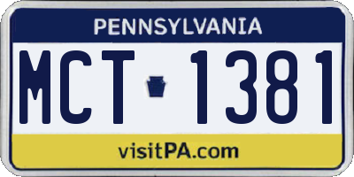 PA license plate MCT1381