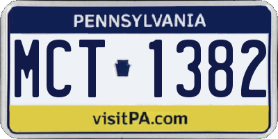 PA license plate MCT1382