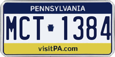 PA license plate MCT1384