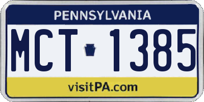 PA license plate MCT1385