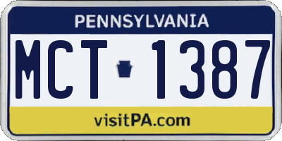 PA license plate MCT1387