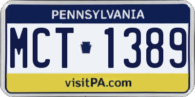 PA license plate MCT1389