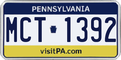 PA license plate MCT1392