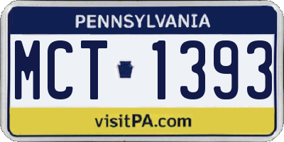 PA license plate MCT1393